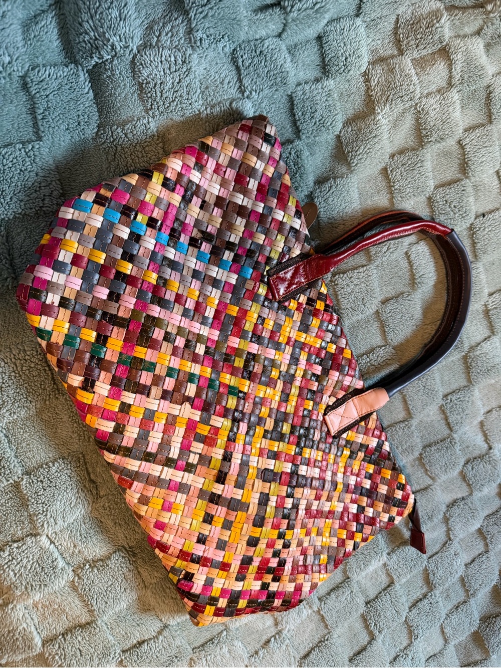 Woven Multicolor Tote Bag - Handheld Women’s Bag
